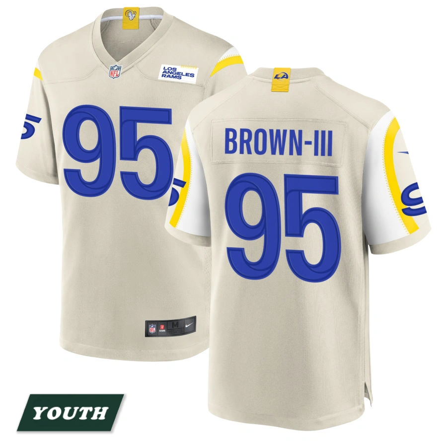 Youth Los Angeles Rams Bone #95 Bobby Brown III Game Jersey Youth Los Angeles Rams Bone #95 Bobby Brown III Game Jersey
